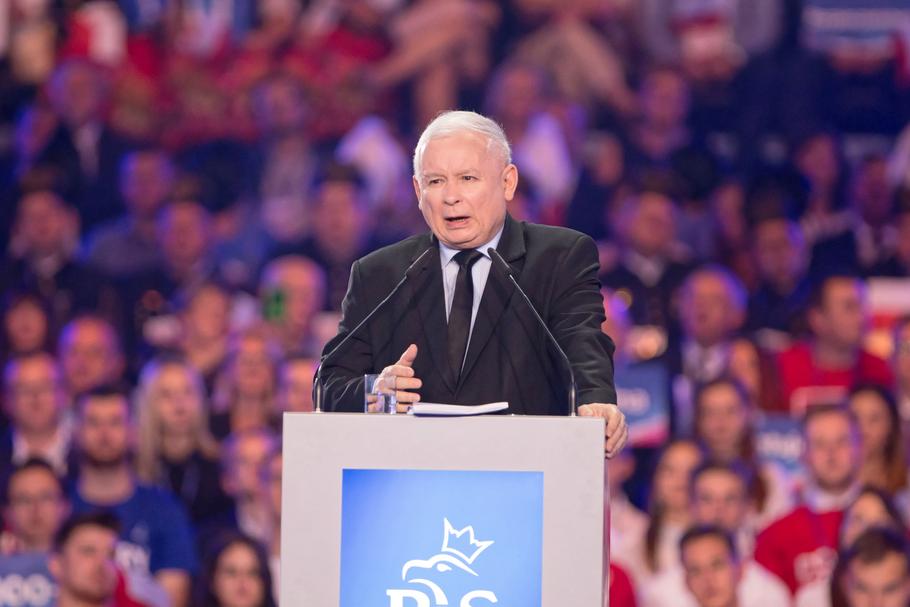 Lublin, 7 września 2019 r. Prezes PiS Jarosław Kaczyński podczas konwencji programowej swojej partii.