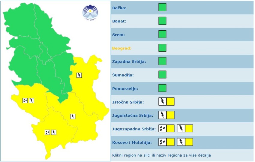 Meteoalarm za subotu