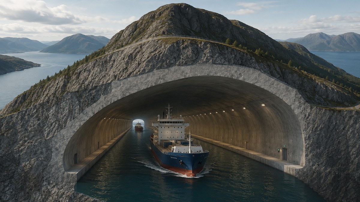 Brod, tunel, ilsutracija