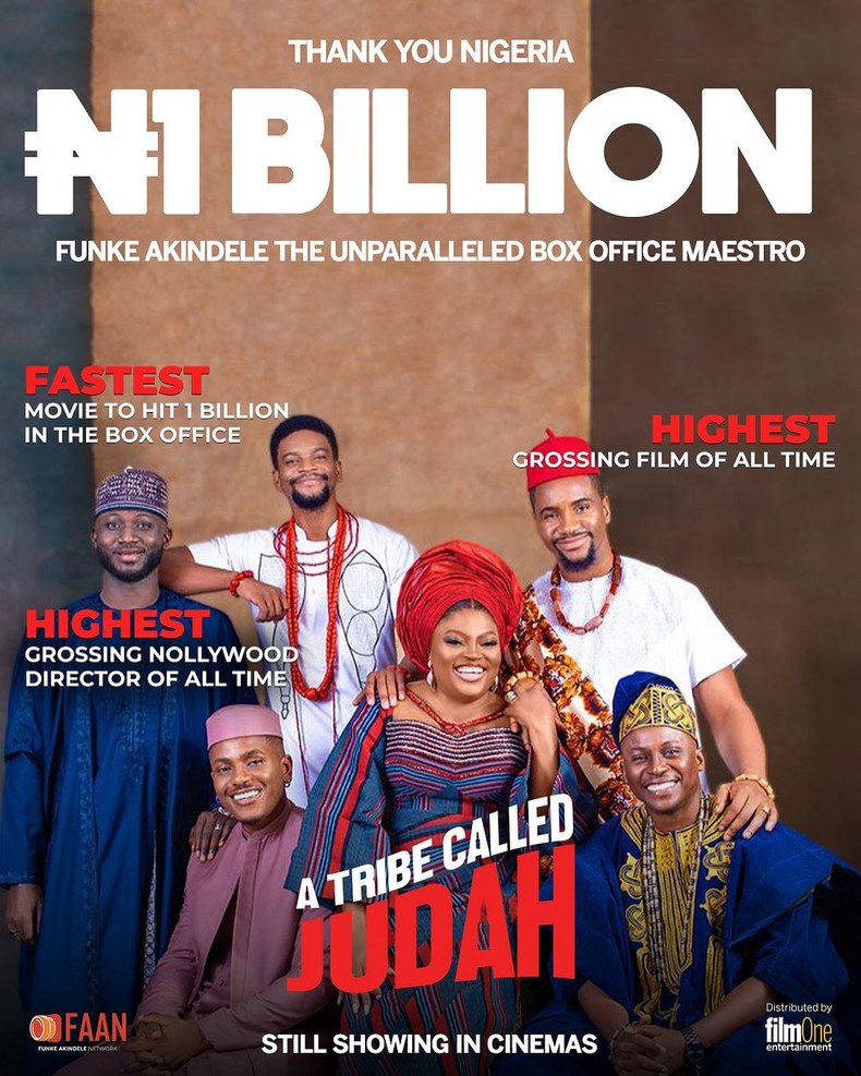 On the topic of successes, Funke Akindele's recent movie 'A Tribe Called Judah' has amassed over ₦1 billion from the box office [Instagram/Funkeakindele]