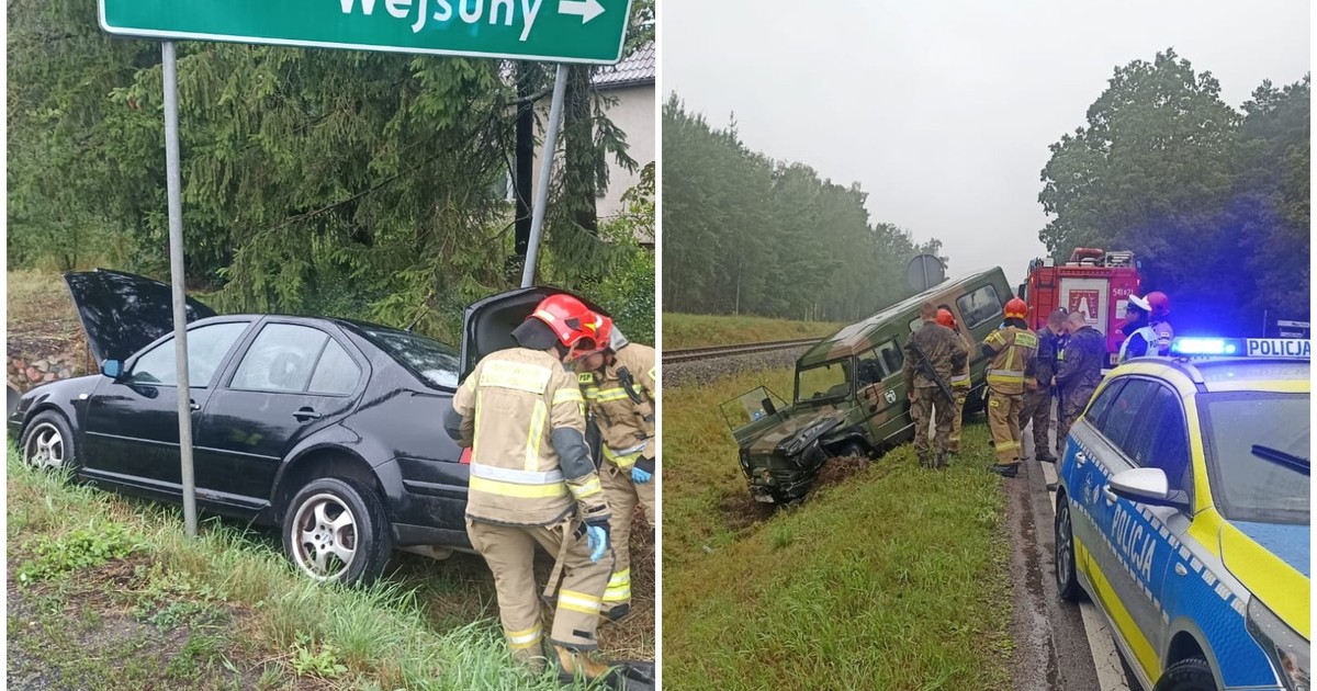 Zderzenie pojazdu wojskowego z autem. Są ranni