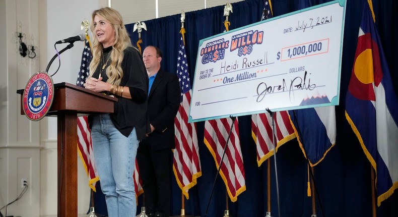 Heidi Russell, of Aurora, Colorado, was the fifth and final $1 million winner in the state's vaccine lottery.
