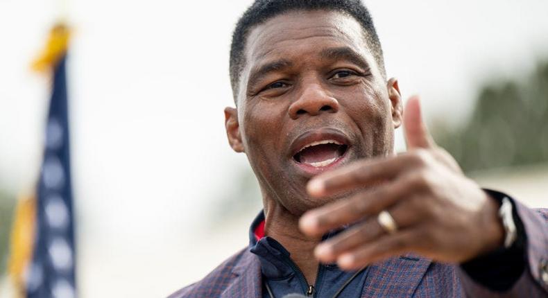 Georgia Republican Senate nominee Herschel Walker speaks to supporters at a campaign rally in McDonough, Ga., on November 16, 2022.Brandon Bell/Getty Images