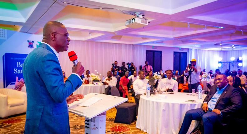 Gov Babajide Sanwo-Olu addressing young CEOs in Lagos. 