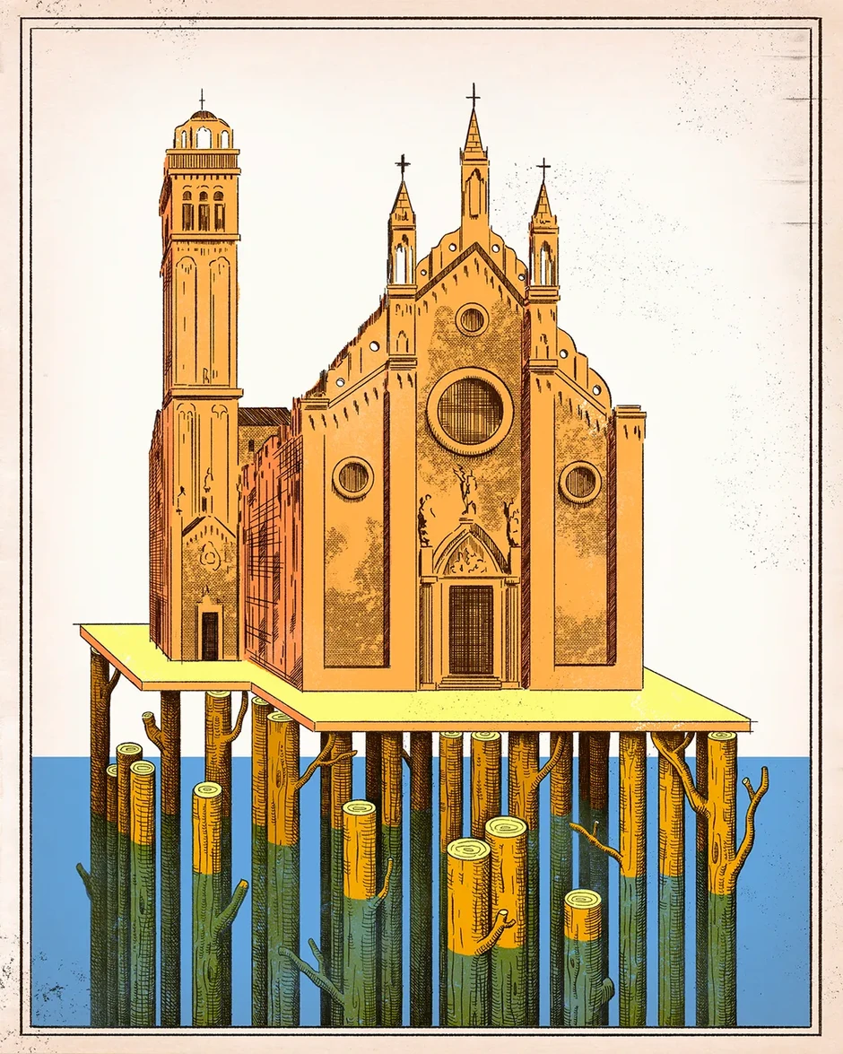 Drveni stubovi se polako raspadaju jer ih napadaju bakterije | Foto: Emmanuel Lafont/BBC