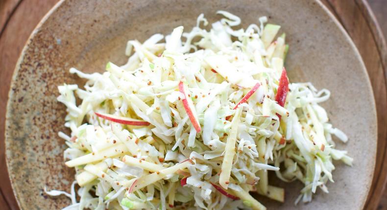 Mustardy cabbage and apple-slaw