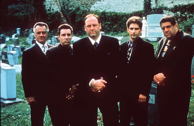Tony i jego rodzinka Soprano: Tony Sirico, Steven Van Zandt, James Gandolfini, Michael Imperioli i Vicint Pastore