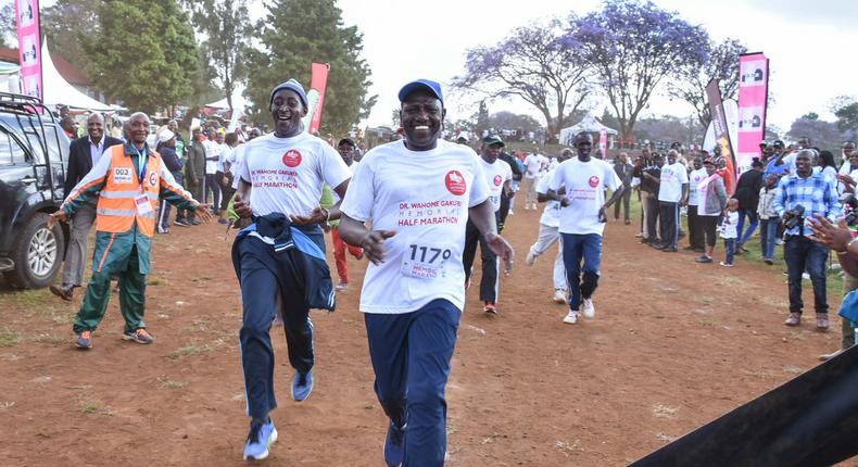 DP Ruto runs during Dr Wahome Gakuru Memorial Half Marathon