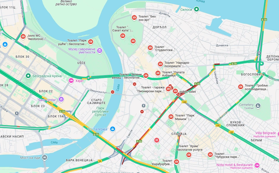 Javni toaleti u Beogradu (mapa)