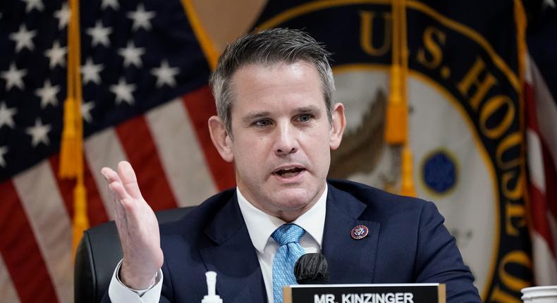 Rep. Adam Kinzinger, R-Ill., speaks as the House select committee investigating the January 6 attack on the US Capitol holds a hearing in Washington, DC, on July 21, 2022.