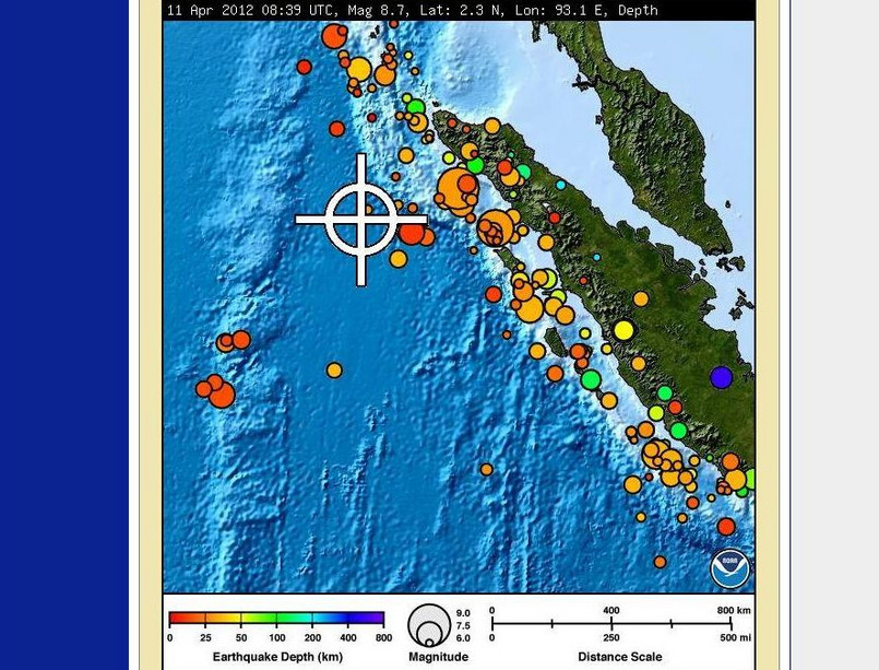 Epicentrum trzęsienia ziemi na Sumatrze