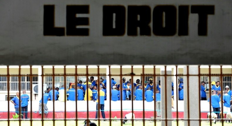 Prisoners in the yard at Makala prison which is in the centre of Kinshasa, DR Congo's capital