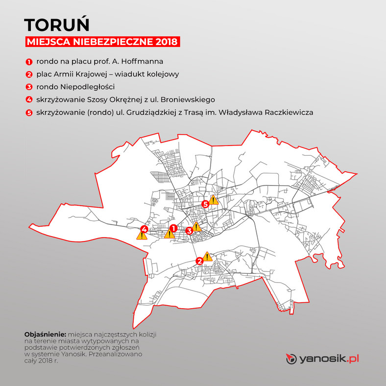 Pięć najbardziej niebezpiecznych miejsc w Toruniu 