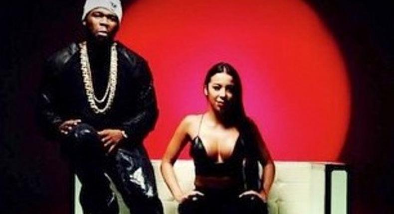 50 Cent and a model on the set of Animal Ambition video shoot