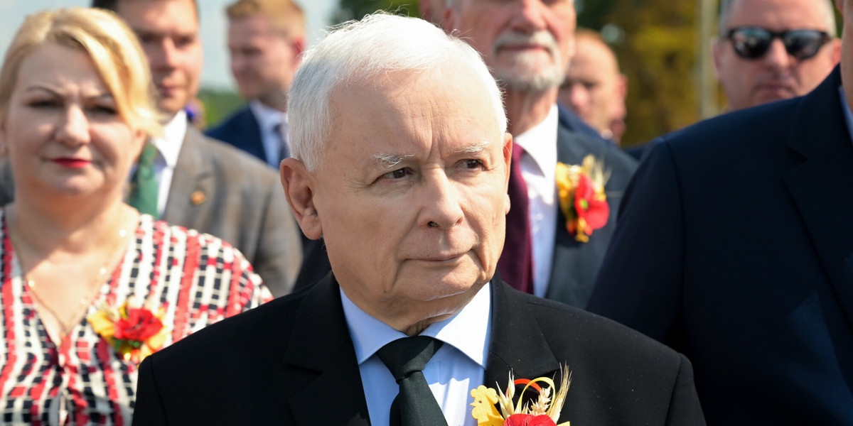 Jarosław Kaczyński podczas wizyty w Paradyżu.