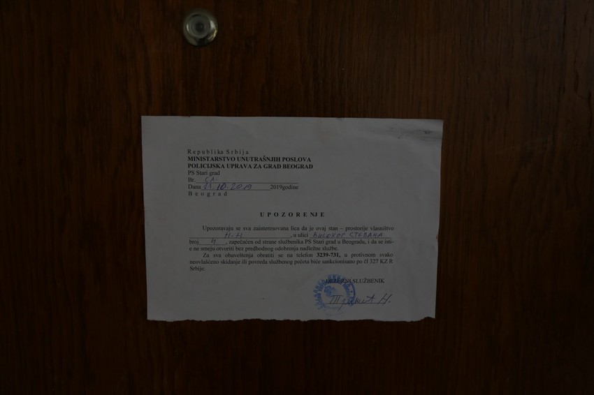 Stan zapečaćen, policija postavila obaveštenje