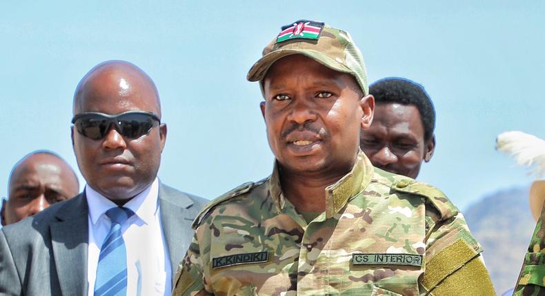 Interior Cabinet Secretary Kithure Kindiki during a tour of Turkana County