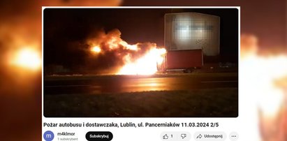 Dramatyczne sceny w Lublinie. Płonął dostawczak i autobus miejski