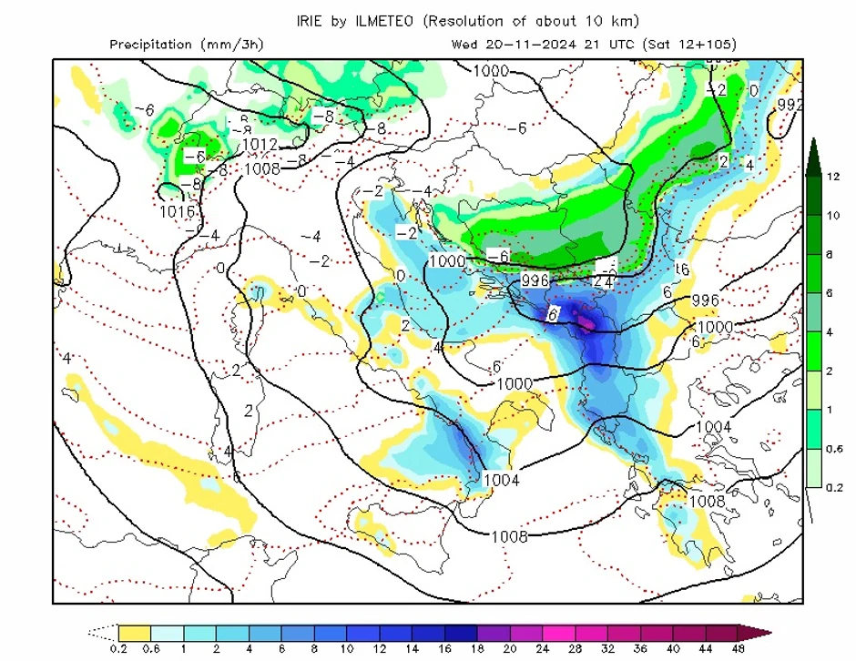 Kretanje snega 20. novembar, 21 sat