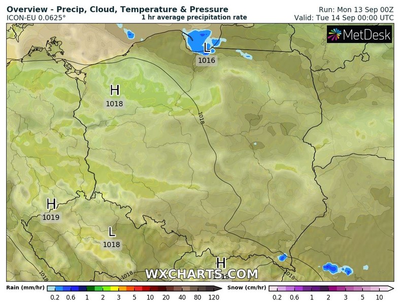 W nocy deszczu będzie bardzo niewiele