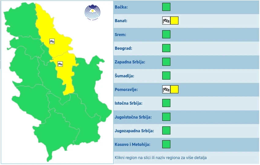 Meteoalarm za subotu 