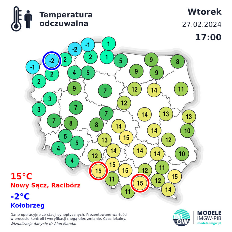 Na północy Polski temperatura odczuwalna spada poniżej 0 st. C