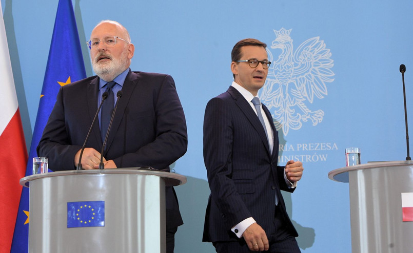 Premier Mateusz Morawiecki i pierwszy wiceprzewodniczący Komisji Europejskiej Frans Timmermans