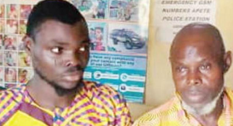 The suspects, Thoa Akorede and Alhaji Muhibudeen Akorede were arrested for kidnapping one Matthew Isichei Chukwuebuka.  (Punch)