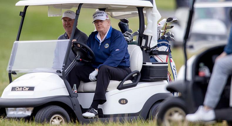 President Donald Trump at Trump National Golf Club on Sunday in Sterling, Virginia.