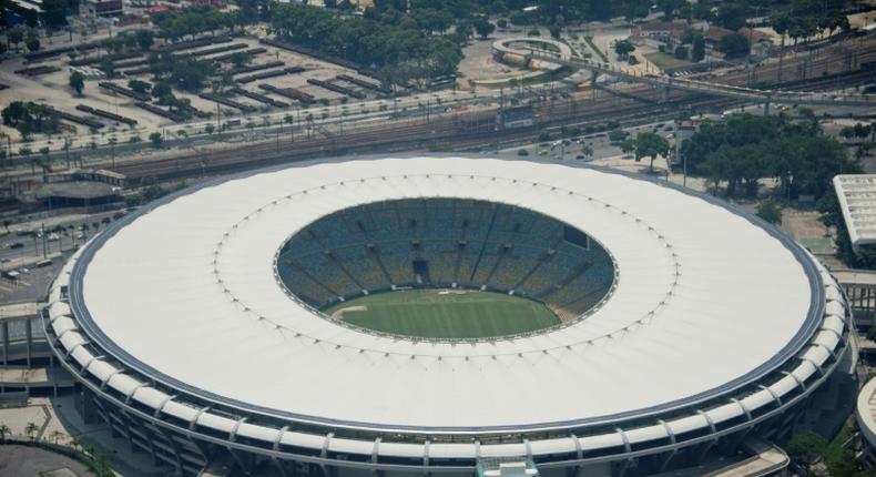 An aerial view of Rio de Janeiro's Maracana stadium -- taken in 2016 -- which has been chosen to host the 2020 Copa Libertadores final