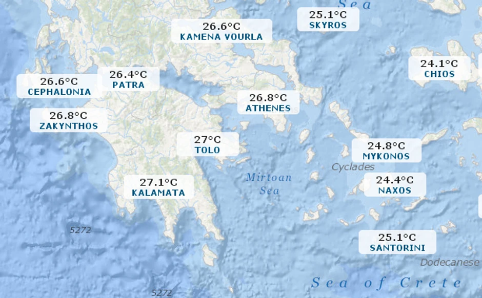 Grčka - temperatura mora