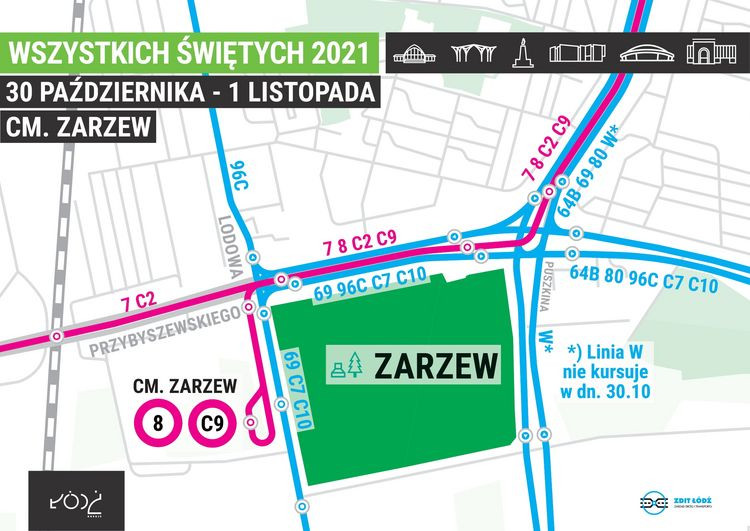Łódź - organizacja ruchu wokół cmentarza na Zarzewie