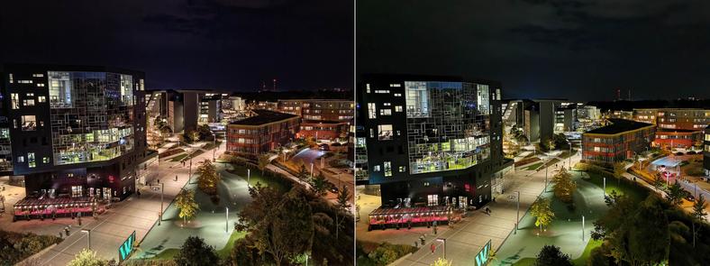 Scena nocna 2 - po lewej zdjęcie z aparatu Nova 9, a po prawej z Huawei P30 (kliknij, aby powiększyć) 