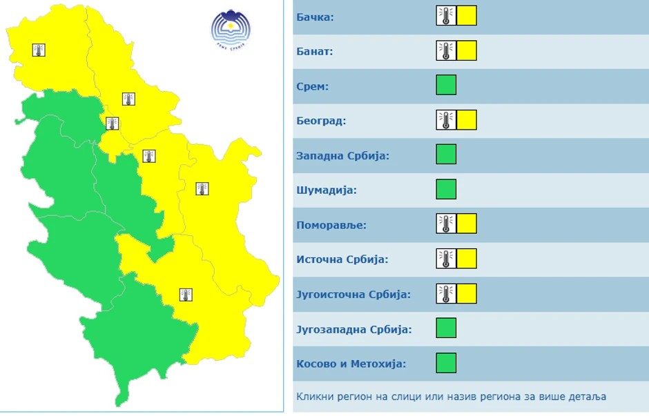 Žuti meteoalarm u utorak, 9 juna