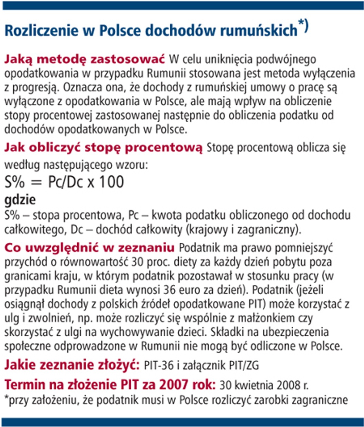 Rozliczenie w Polsce dochodów rumuńskich