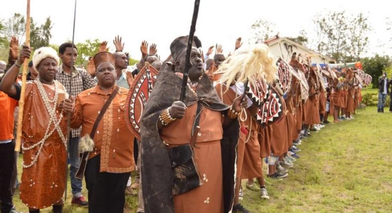 File image of Kikuyu elders during a 2017 ceremony in Gatanga constituency, Murang'a County