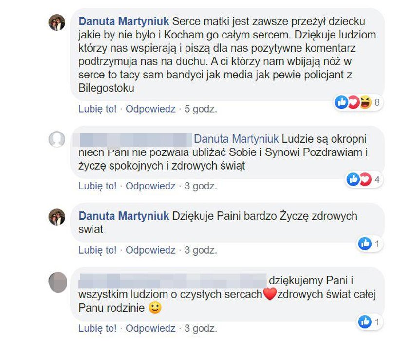 Danuta Martyniuk broni syna