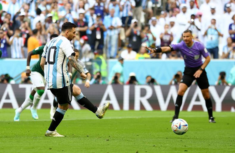 Messi opens the scoring for Argentina from the penalty spot