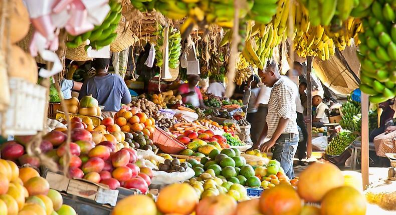 The fruit sellers section of a popular Nairobi produce market