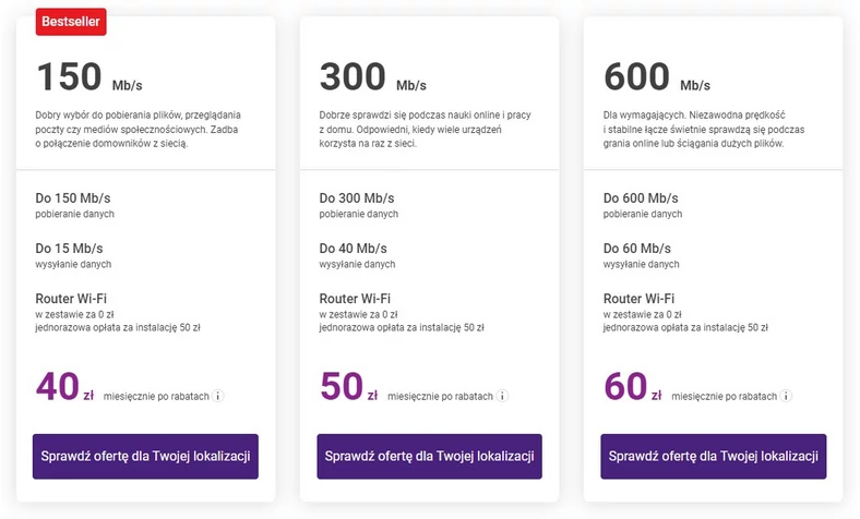 Ceny pakietów dla każdego, bez dodatkowych zobowiązań