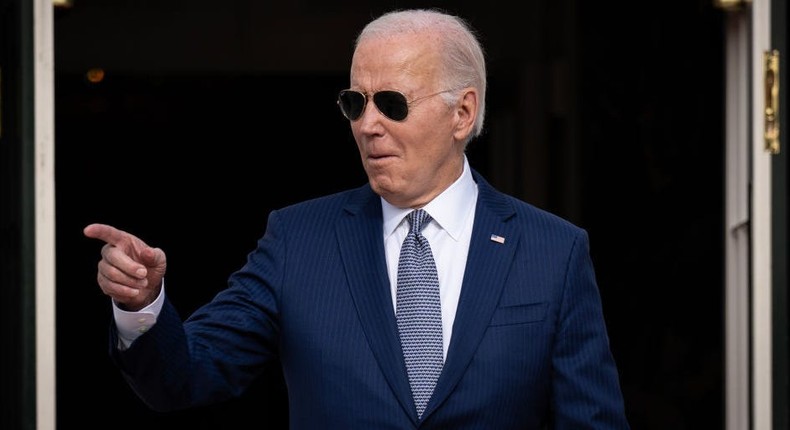 President Joe Biden arrives to pardon the National Thanksgiving turkeys, Liberty and Bell, during a ceremony on the South Lawn of the White House on November 20, 2023, in Washington, DC.Drew Angerer/Getty Images