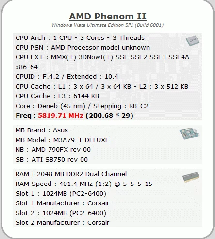 Walidacja procesora AMD Phenom II X3 720