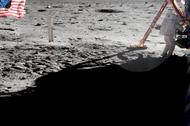 Armstrong Astronauta przy module księżycowym Księzyc