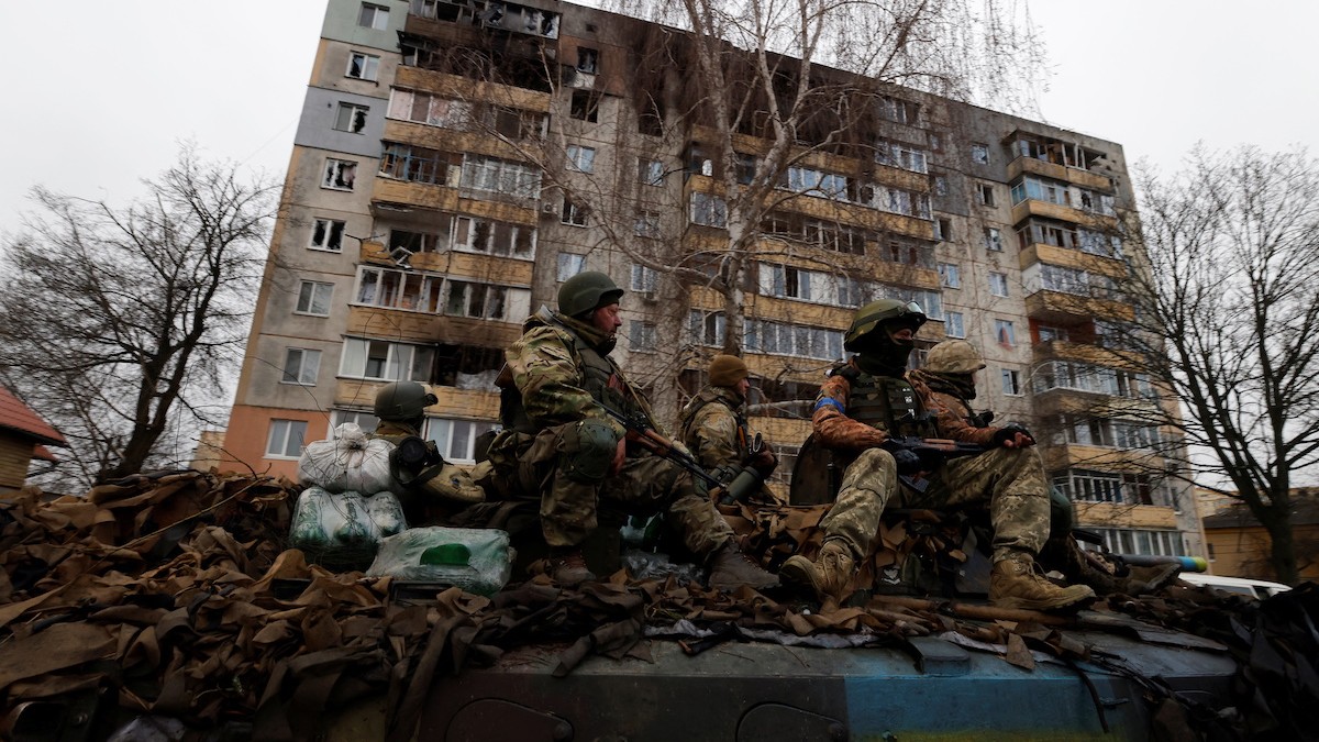 Ukrajinskí vojaci v Buči