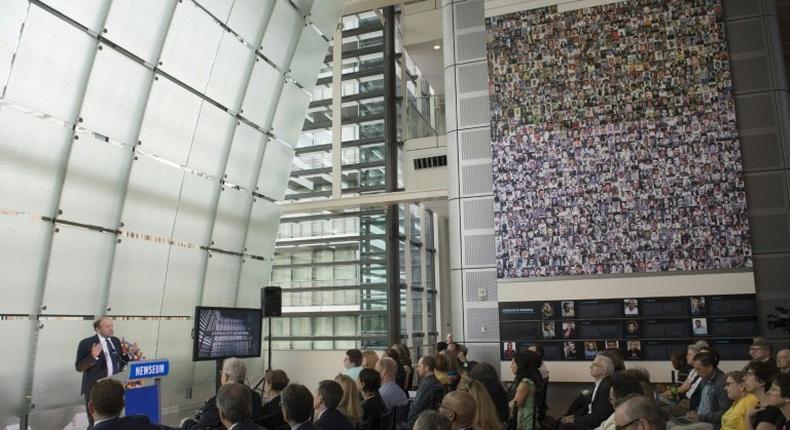 National Public Radio editorial director Michael Oreskes speaks at the Newseum in Washington DC as the names of 14 journalists who died while reporting the news in 2016 are added to the Newseum's memorial wall