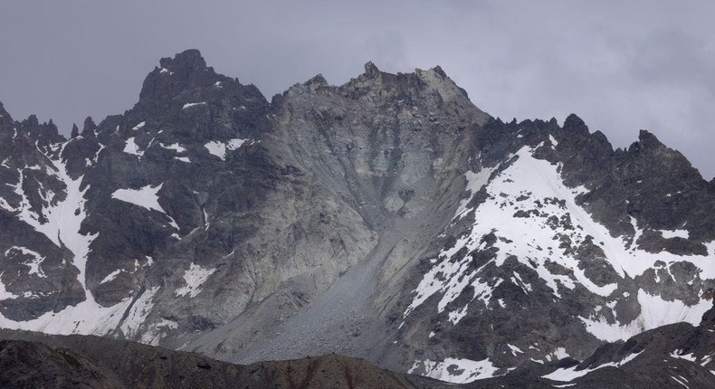 The grey middle peak shown here of Mt. Fluchthorn partially collapsed earlier this year.Sean Gallup / Staff / Getty Images