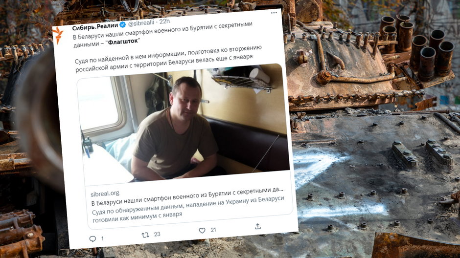 Na telefonie majora Pawła Jurjanowa odnaleziono pliki dokumentujące plany rosyjskiej inwazji na Ukrainę (Screen: Twitter.com/@sibrealii)