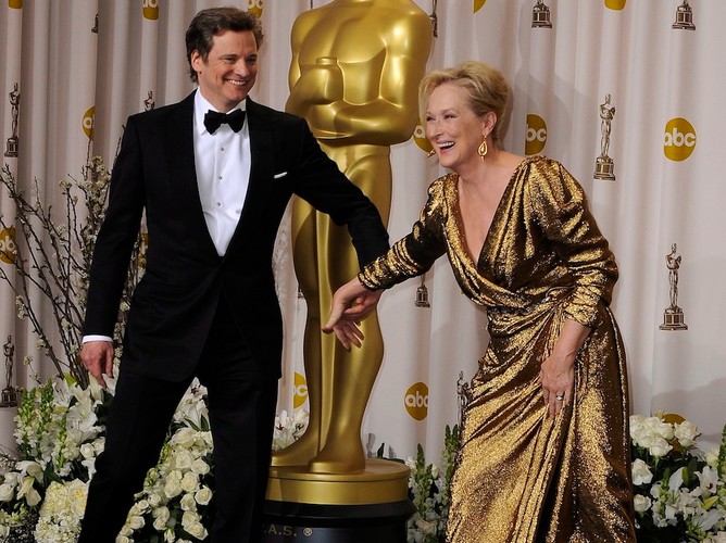 Najlepsza aktorka w roli głównej Meryl Streep i ubiegłoroczny laureat Colin Firth
