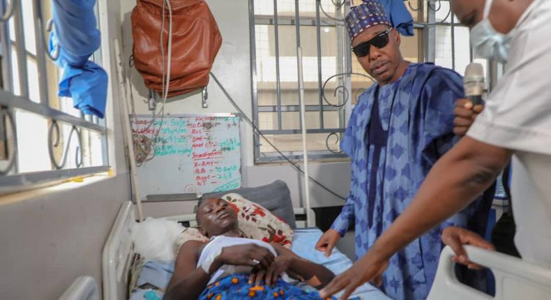 Boko Haram attack: Governor Zulum meets families of fallen policemen. [Twitter/@ProfZulum]