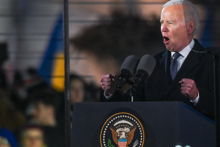 Amerykański prezydent Joe Biden mówi w Warszawie o wsparciu dla Ukrainy (21.02.2023)